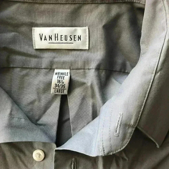 Van Heusen Poplin Dress Shirt Gray - Picture 2 of 4